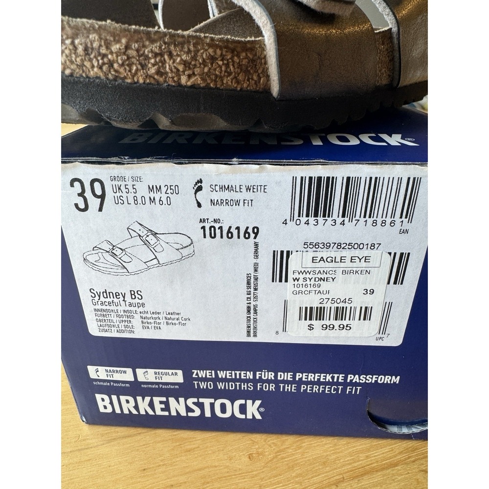 Birkenstock Sydney Graceful Taupe Women's Size EU 39 Narrow Fit Bronze Sandal - Picture 3 of 8